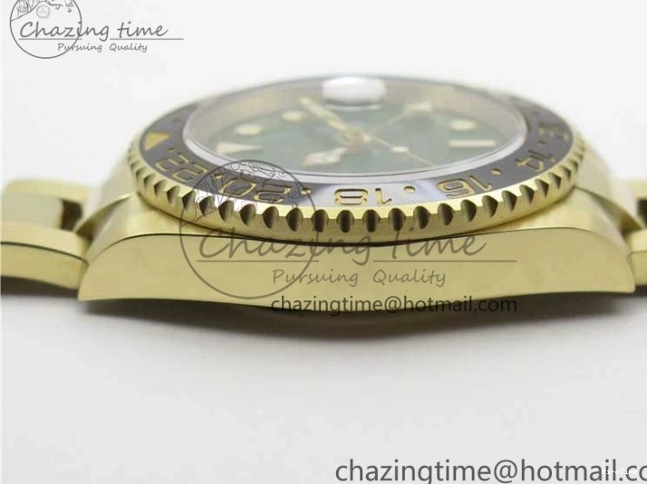 MiroTime 0202 TravelReady GMT Master II 116718 LN Black Ceramic 316L Steel GMF 1:1 Best Edition Green Dial on YG Bracelet A 2960